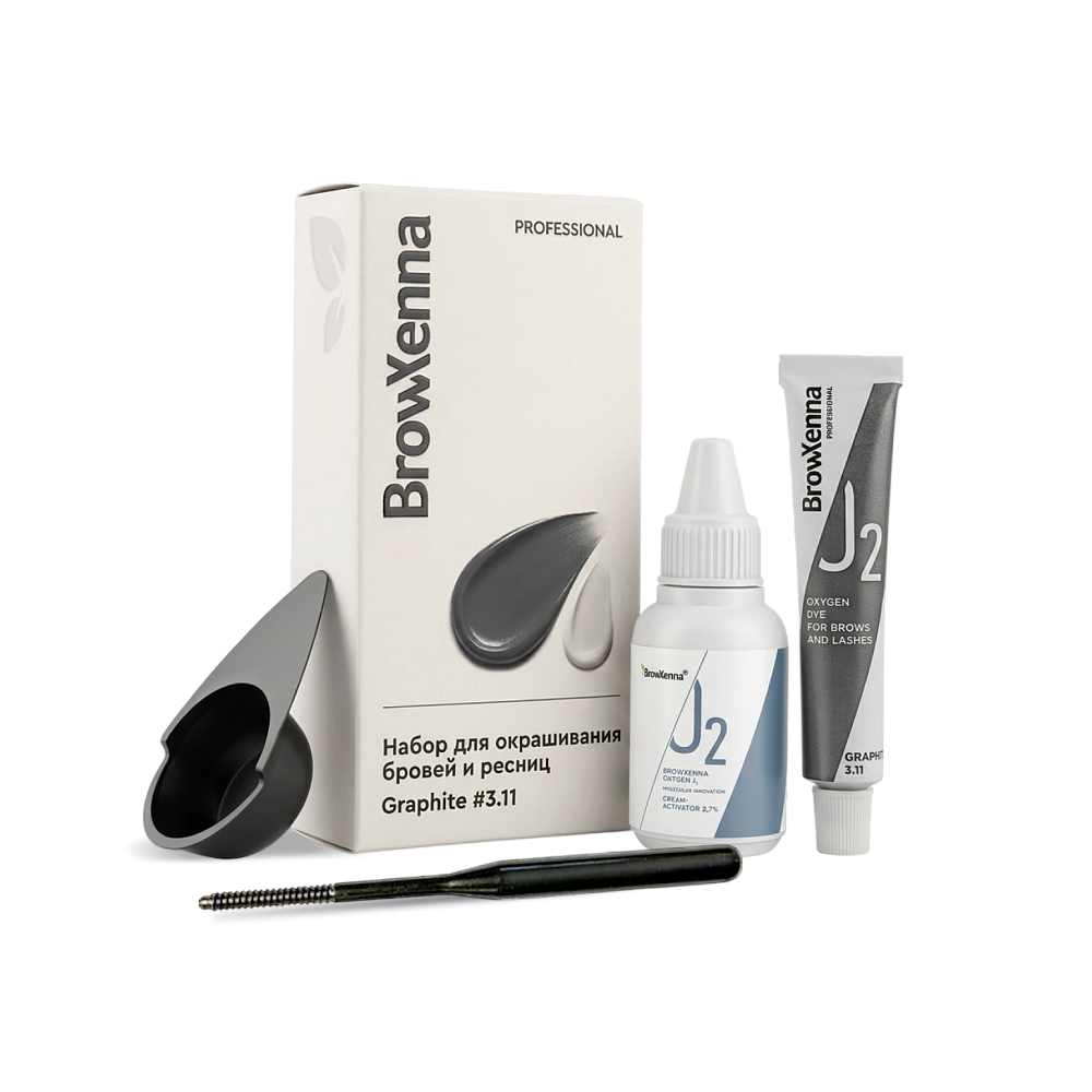 Набор для окрашивания бровей и ресниц BrowXenna® OXYGEN J2 (краска + оксид) - детальное фото