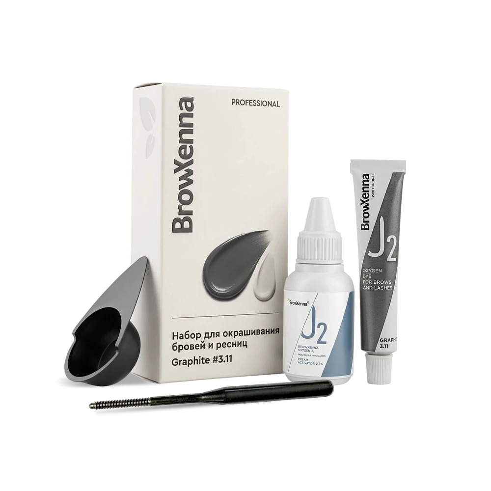 Набор для окрашивания бровей и ресниц BrowXenna® OXYGEN J2 (краска + оксид) - детальное фото