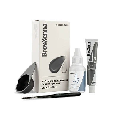 Набор для окрашивания бровей и ресниц BrowXenna® OXYGEN J2 (краска + оксид), GRAPHITE 3.11