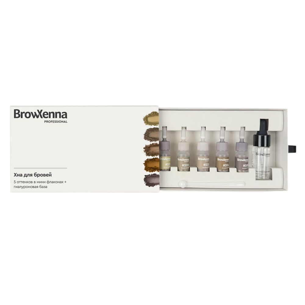Набор "Блонд мини" хна для бровей 5 цветов + база, BrowXenna® - детальное фото