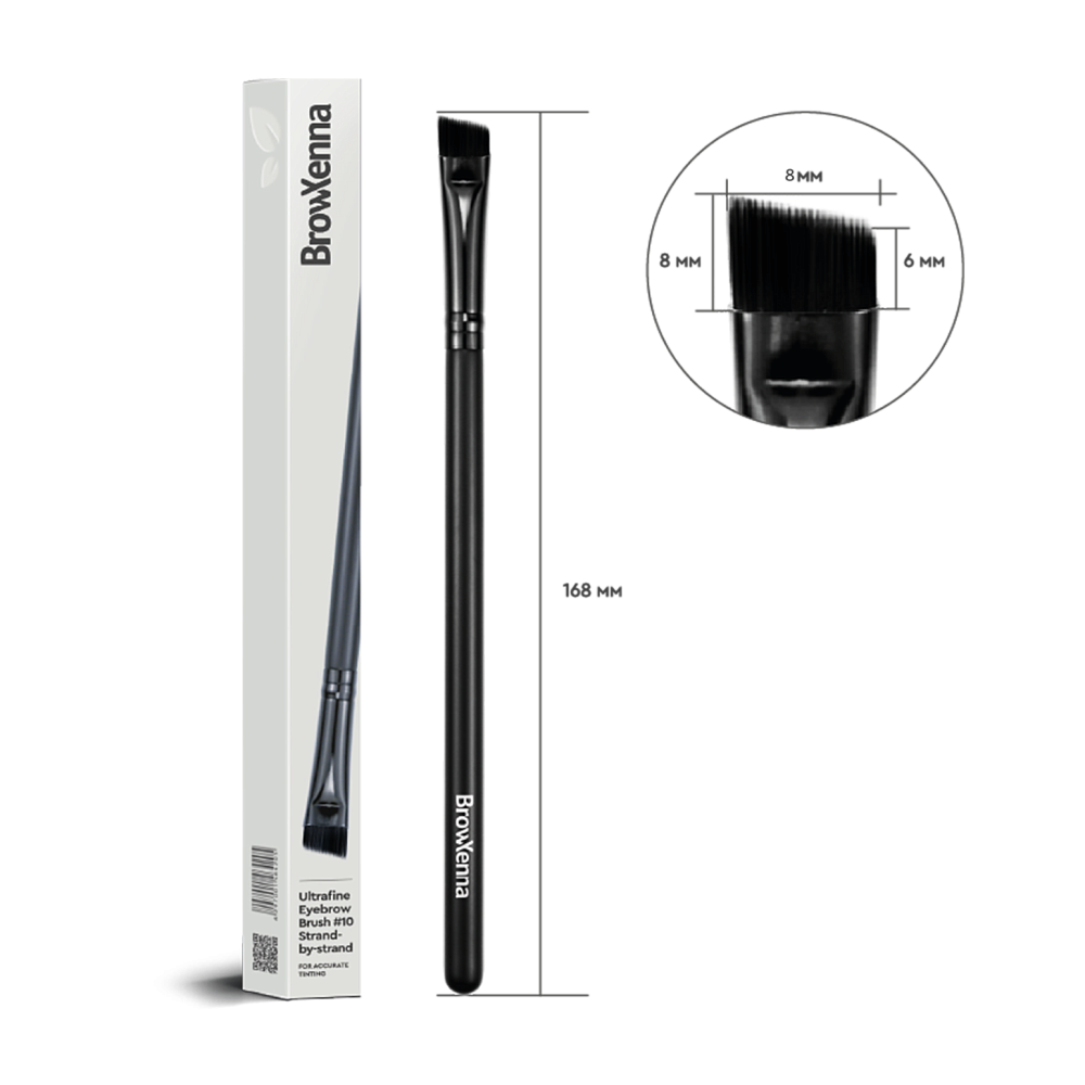 Кисть для бровей «Штрих» №10 скошенная для объемной штриховки волосков - детальное фото