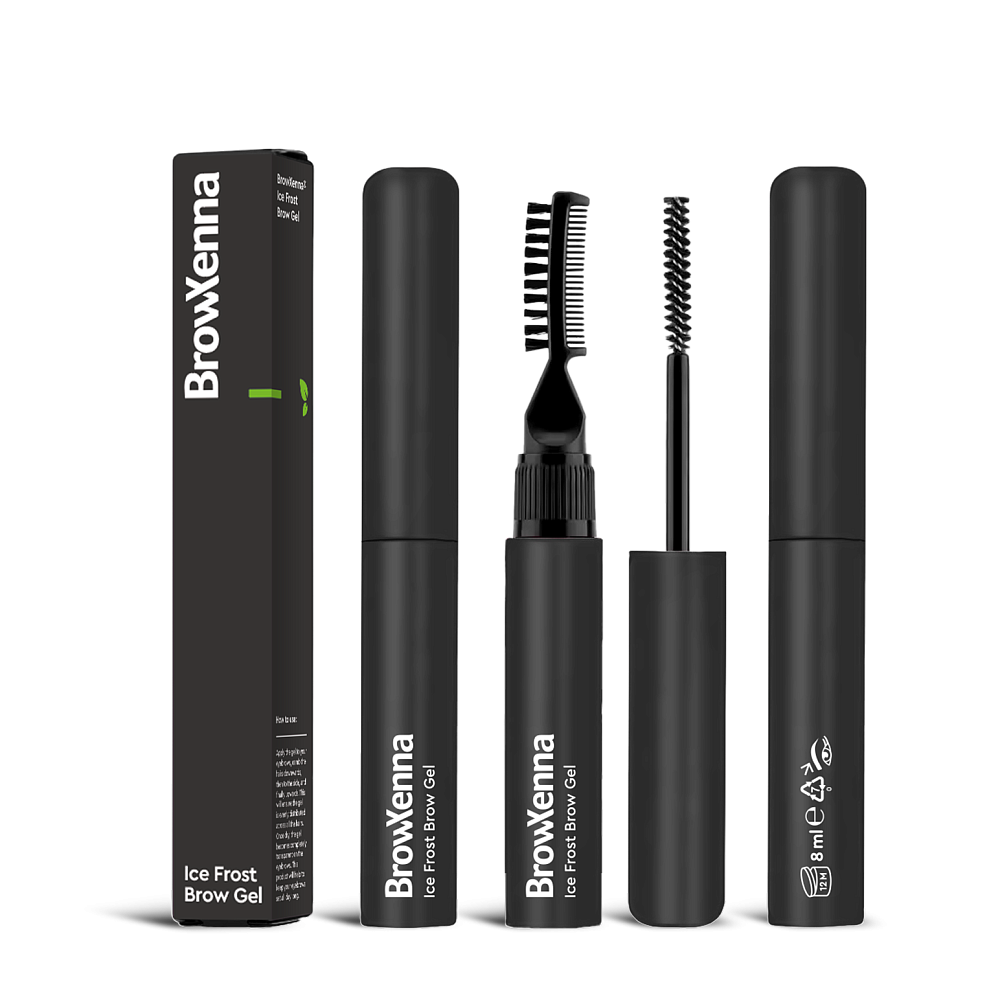 Гель для сверхсильной Фиксации бровей, Эффектом Лами и Двойными Щеточками Ice Frost Brow Gel, Туба  BrowXenna - детальное фото