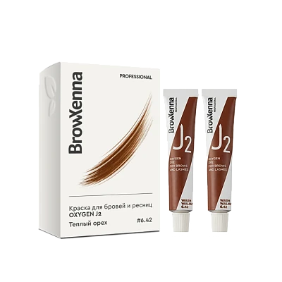 Краска для бровей и ресниц BrowXenna® OXYGEN J2, 2 шт., WARM WALNUT 6.42