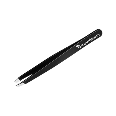 Пинцет для бровей скошенный, ручная заточка, серебро BrowXenna®